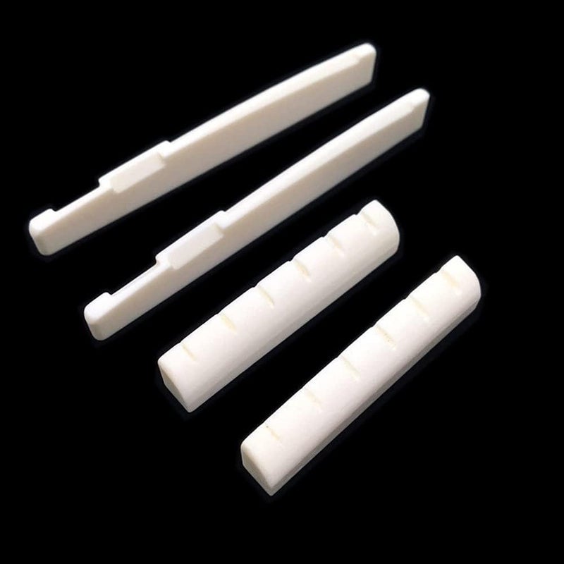 LinnWell 2 Sets 4pcs Guitar Accessories 6 String Acoustic Guitar Bone Bridge Saddle and Nut Made of Real Cow Bone for Acoustic Folk Guitar Guitar Accessories - Image 1